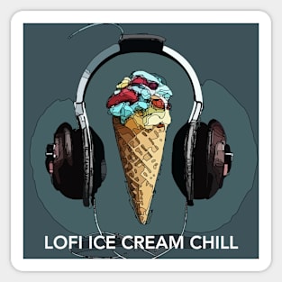 Lofi Ice Cream Chill logo (gray background) Sticker